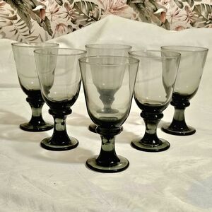 Smoked Black Glass Libbey Nova VTG Water Gobletts